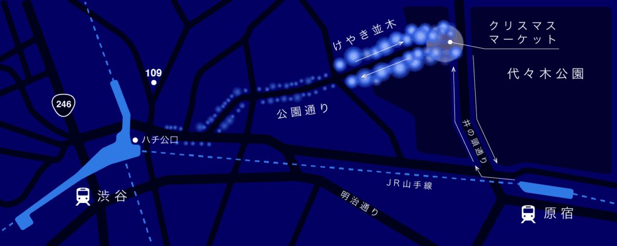 
青の洞窟 SHIBUYA 2023「Xmass market」会場マップ