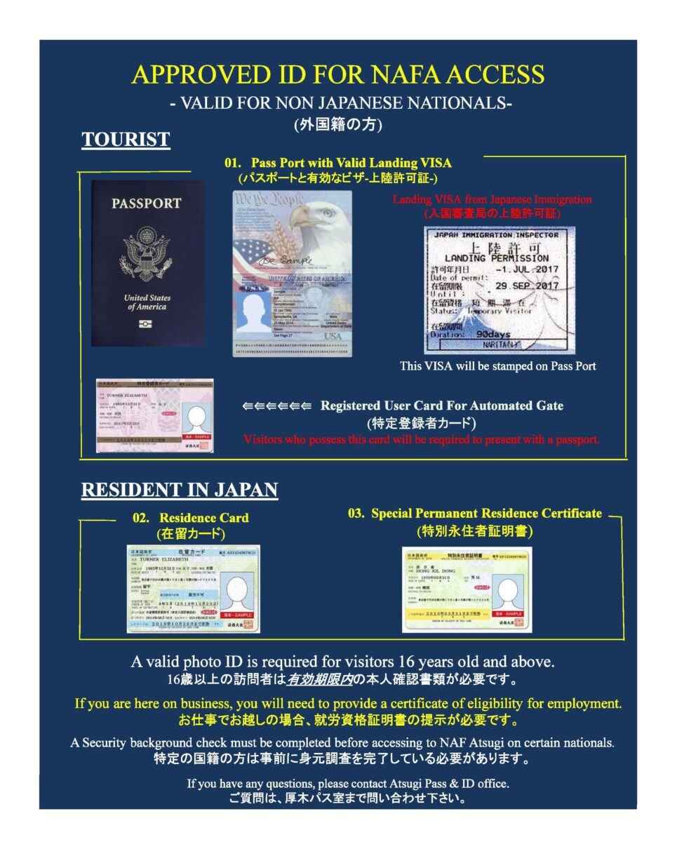 厚木航空基地 日米親善春まつりの入門時に必要な身分証（外国籍）