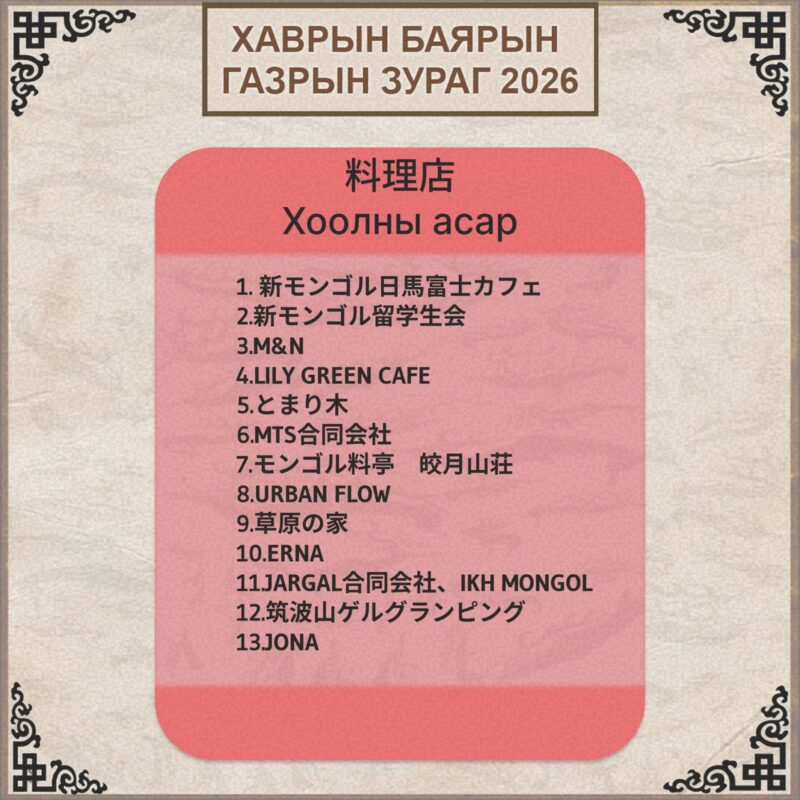 ハワリンバヤル2026 フード/料理 出店リスト