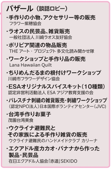 バザール＠談話ロビーの出店リスト一覧